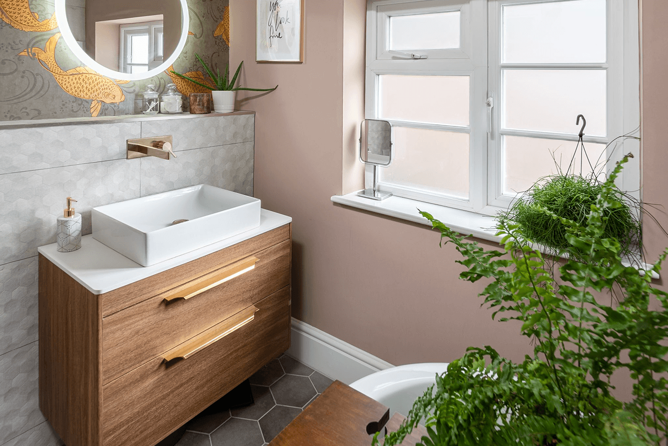 Beautiful Family Bathroom with Statement Wallpaper