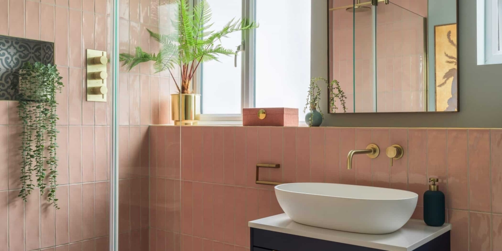 Chic Wet-room with Brushed Brass Fittings