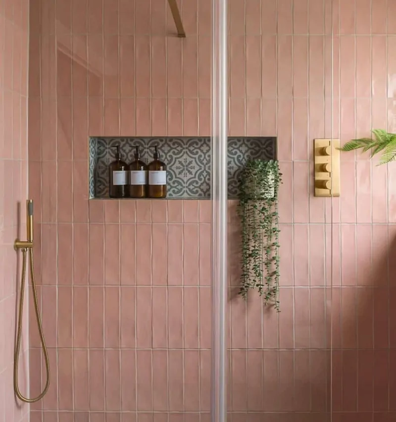 Chic Wet-room with Brushed Brass Fittings