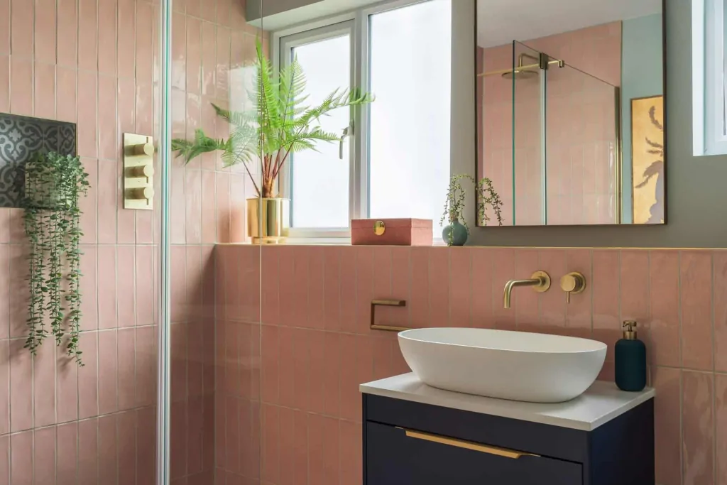 Chic Wet-room with Brushed Brass Fittings