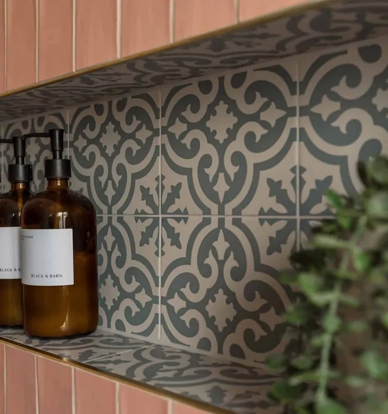 Chic Wet-room with Brushed Brass Fittings