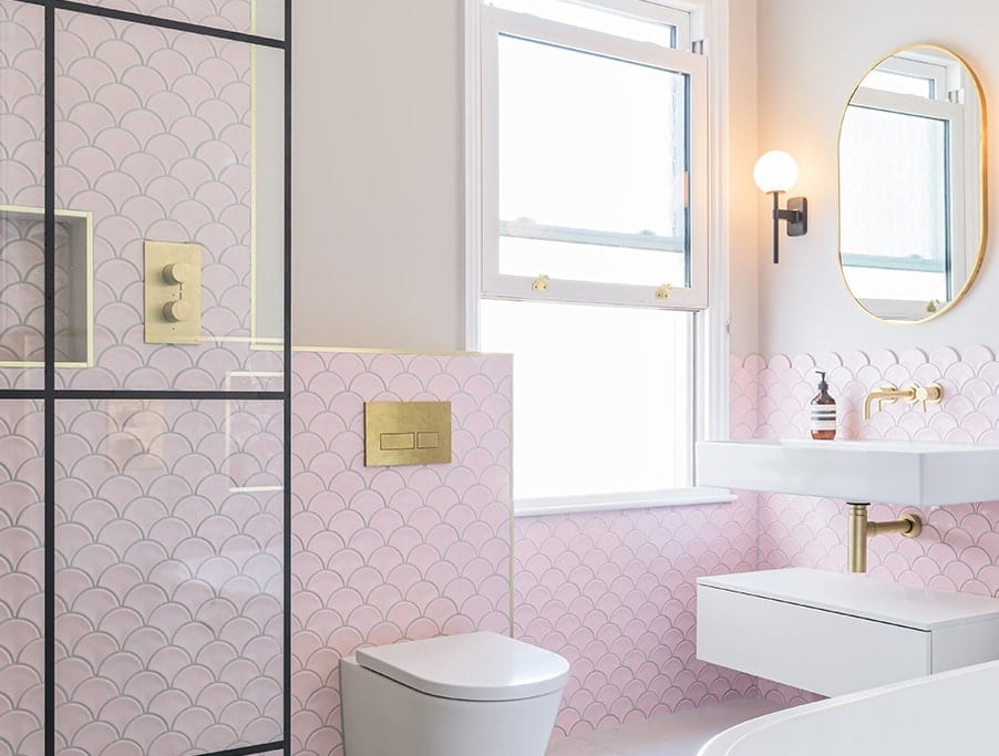 Unique and Contemporary Wet Room with Scallop Tiles