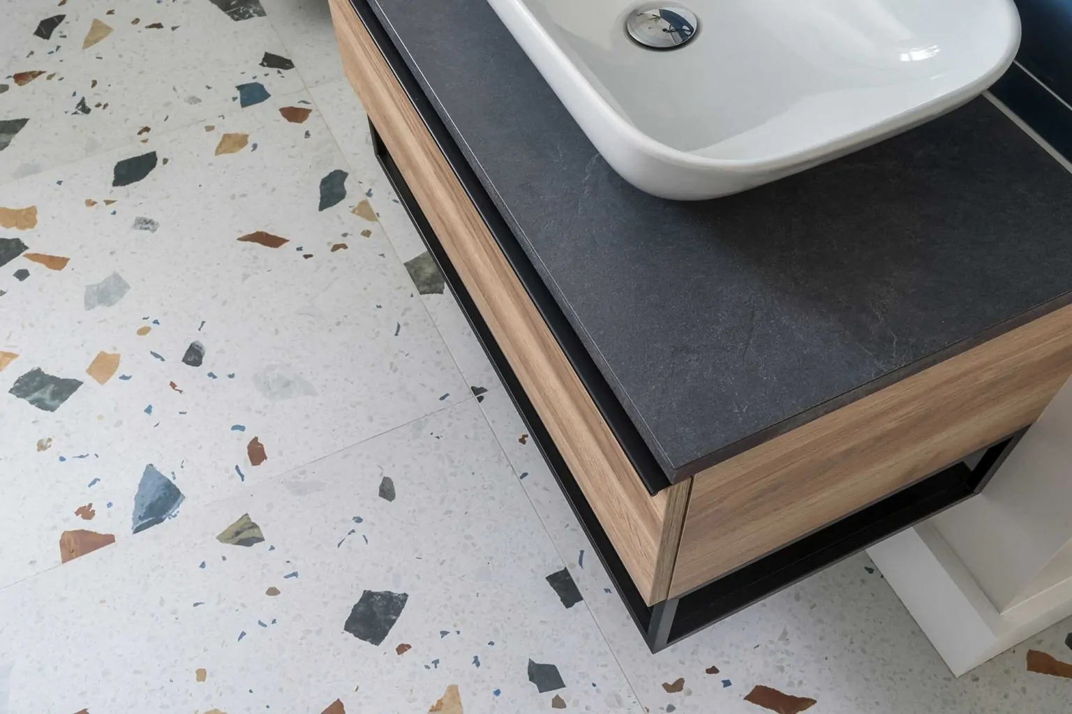 Contemporary Family Bathroom with Terrazzo Tiles