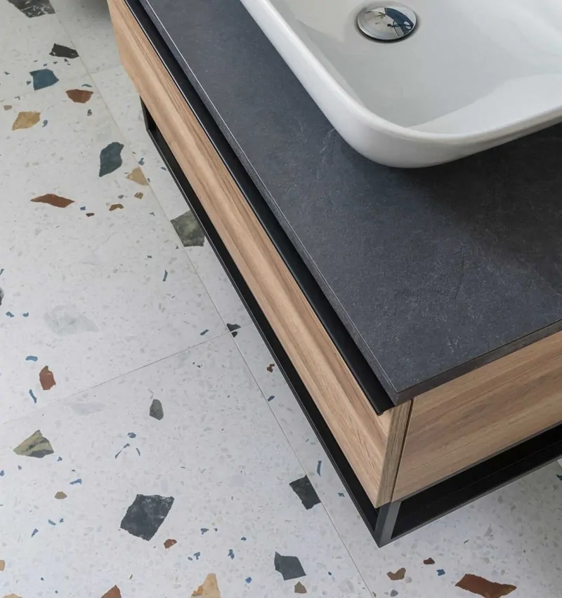 Contemporary Family Bathroom with Terrazzo Tiles