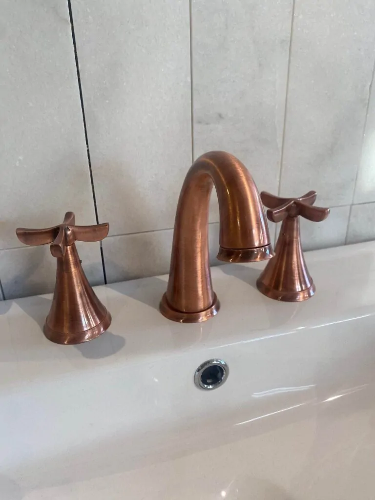 Assisi Joust Three Hole Basin Mixer Deck Mounted – Brushed Copper
