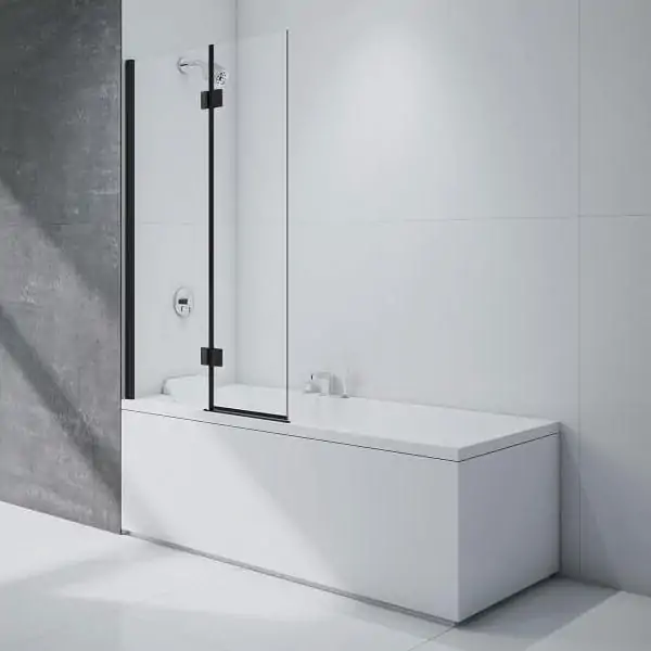 Merlyn Black 2 Panel Hinged Bath Screen