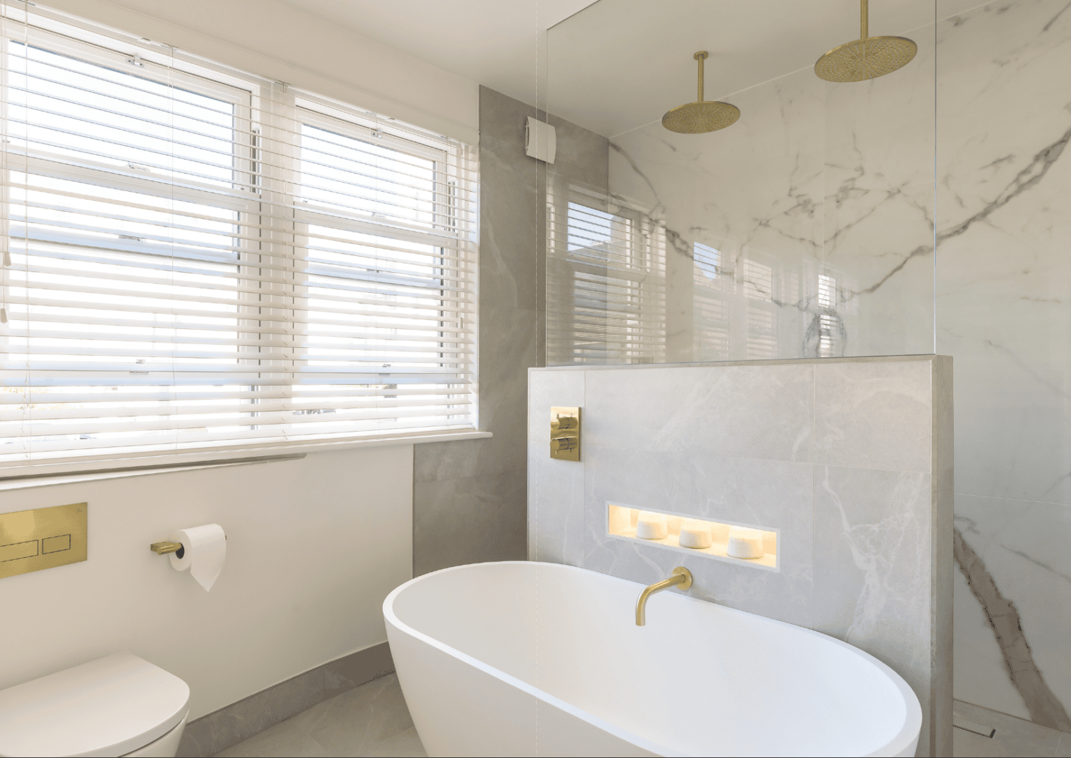 Pier1 Bathrooms brochure pages featuring a bright contemporary bathroom interior